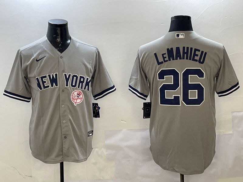 Men New York Yankees #26 Lemahieu Grey Game 2025 Nike MLB Jersey style 3